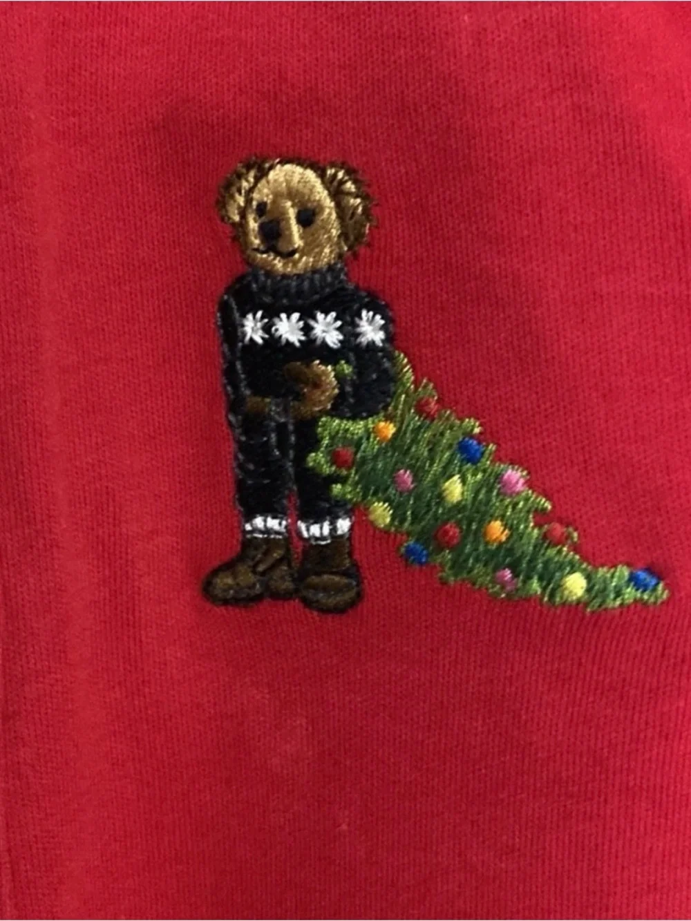 Ralph Lauren Red Polo Footed One-Piece with Embroidered Dino